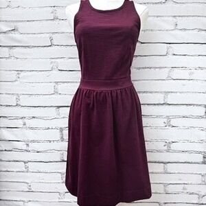 Madewell Burgundy Sleeveless Fit and Flare Knit Dress Pockets XS A4743 Wine